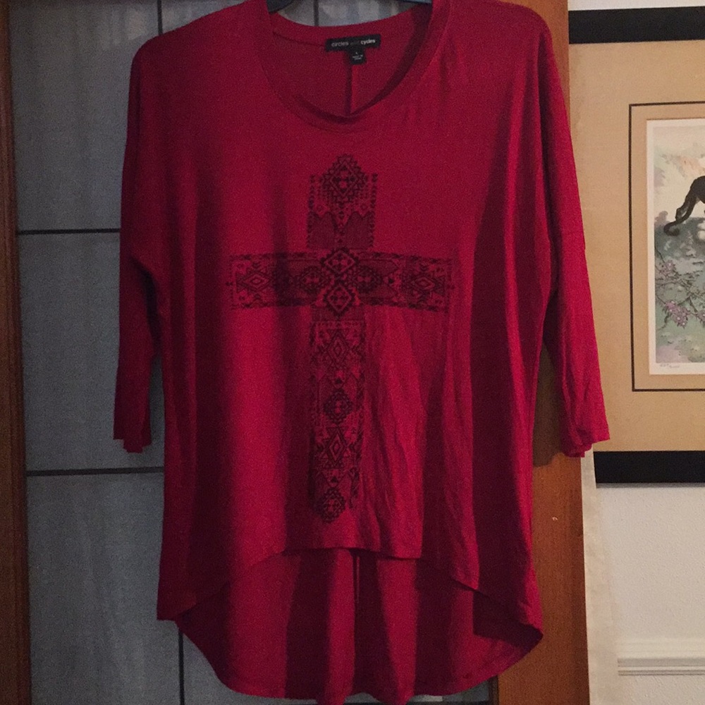 Long sleeve high low top